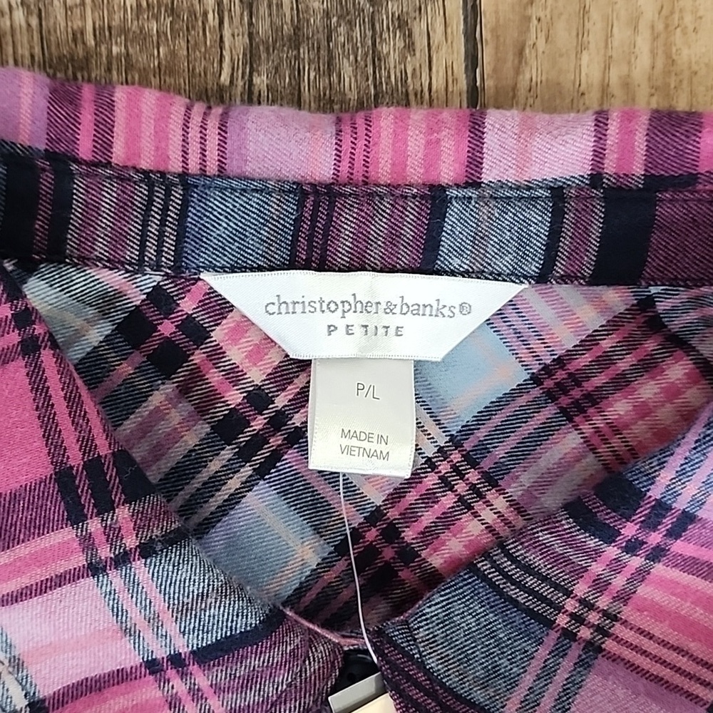 NWT Ladies Christopher & Banks Flannel Sz Petite Large - Picture 2 of 5